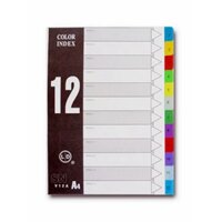 Bìa phân trang nhựa 12 số. 1lốc/ 10 xâp