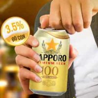 Bia Sapporo 100 % malt Premium Beer 3.5% vol lon 330 ml