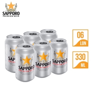 Bia Sapporo Premium lốc 6 lon x 330ml