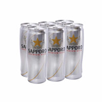 Bia Sapporo Premium, lốc 6 lon, 650ml