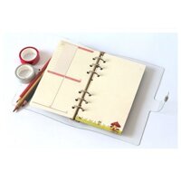 Bìa sổ còng nhựa trong DẺO cúc bấm A4 B5 A5 A6 tặng kèm thước phụ kiện sổ còng Lalunavn - Bìa dẻo A5 6 còng - Ruột caro