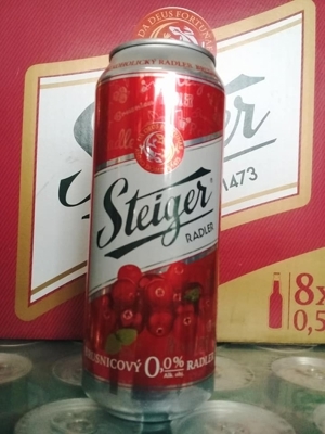 Bia Steiger Brusnicovy Radler 0% – Thùng 24 lon x 500ml