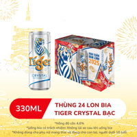 Bia TIGER Crystal Bạc 330ml - Nồng độ cồn 4,6% (Thùng 24 lon) (Date xa)