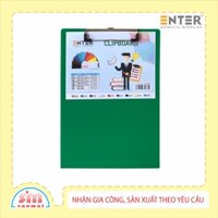 Bìa trình ký mica Enter G02 31.5x21.5cm có kẹp giấy A4 đứng - Xanh Lá