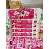 Bịch 12 cuộn giấy vệ sinh tặng kèm 1 gói khăn ướt gấu dâu losto