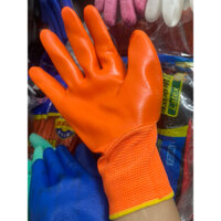 Bịch 12 đôi găng tay sơn da cam dày 1.2kg/bịch, găng tay phủ cao su màu da cam