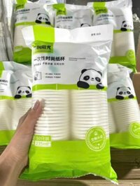 Bịch 50c ly gấu giấy nhỏ uống nước  dùng 1 lần tiện lợi, vệ sinh