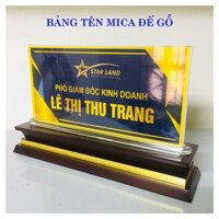 Biển chức Danh Đế gỗ tam cấp Mặt Mica