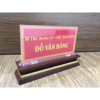 Biển chức danh mica đế gỗ (12x24cm).