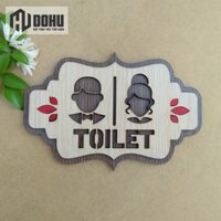 Biển Dán Nhà Vệ Sinh Toilet [DH016] Vintage Decor Bằng Gỗ (Có sẵn băng keo dán tường)