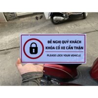 Biển khoá xe cẩn thận đề phòng mất xe bằng Mica khắc laser