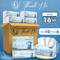 (BIEN) Mua 10 Tặng 6, Khăn Giấy Lụa Cao cấp Thanh Hà, Giấy Ăn, Giấy Rút, 400 tờ 4 lớp, An Toàn, Mịn Dai Đanh