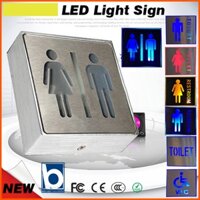 Biển nhà vệ sinh, toilet, wc, restroom hình vuông gắn đèn led.