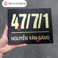 Biển số nhà 2 lớp Mica Đen Nhám + Alcorest  Xước Vàng Ngoài trời.