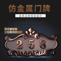 Biển số nhà cho khách sạn, nhà nghỉ, phong cách Bắc Âu tùy chỉnh, biển cửa đồng cổ điển sáng tạo