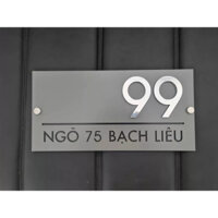 BIỂN SỐ NHÀ Nền ghi + Số gương nổi chất liệu cao cấp bền đẹp sang trọng nhiều kích thước. Thiết kế theo yêu cầu