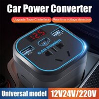 Biến tần gắn trên ô tô 12V24V phổ thông đến 220V ổ cắm sạc đa năng trên ô tô Bộ chuyển đổi nguồn điện ô tô