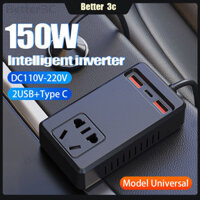Biến tần thông minh 150W 2USB + Loại C Bộ sạc xe hơi Biến tần nguồn DC 12V / 24V sang AC 220V Bộ chuyển đổi đa chức năng 3.1A Ổ cắm xe hơi