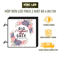 Biển Vẫy Kingled 2 Mặt Treo Tường Kính Mica, Bảng Led Quảng Cáo Hình Vuông 80x80 cm, 90x90 cm