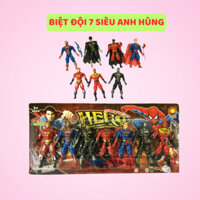 Biệt đội siêu nhân biệt đội siêu anh hùng gồm 7 nhân vật có đèn các khớp cử động cho bé nhập vai siêu anh hùng