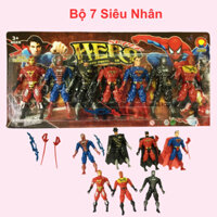 Biệt đội siêu nhân mô hình siêu anh hùng gồm 7 nhân vật phát sáng đỏ cử động khớp cao cấp