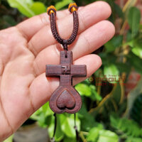 Biểu tượng Thiên Tâm Đạo gỗ trắc nâu - cao 3.7cm