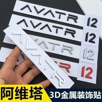 Biểu tượng xe tùy chỉnh Avita 12 Chiến binh đen AVATR-11 Sửa đổi Kim loại sáng tạo Chữ tiếng Anh Nhãn dán đuôi xe