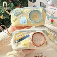 big pen box fabric pen box anime pen box 2 -compartment pen box Hộp đựng bút chì khâu màu tương phản dễ thương Dung tích lớn Giá trị cao trung học cơ sở nhỏ dành cho nữ sinh Pa