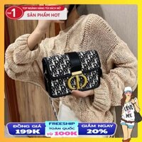[BIG SALE] ] Túi xách nữ đeo chéo CD rằn ri ,💖FREESHIP💖, sz18 cm 2 màu viền đen , trắng , hàng quảng châu