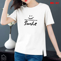 [Big size ]  --Áo thun nữ xẻ tà in hình ngộ nghĩnh nhiều màu phom thụng chất cotton mềm mịn