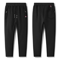 Big size 110kg, quần nỉ lót lông cừu có khoá túi ống bo gấu jogger, ống suông, quần nỉ mùa đông ấm áp dày dặn