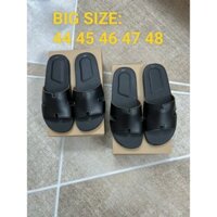 [BIG SIZE 44-50] Dép Size Lớn Big Size Nam Chữ H Black Da May Full Viền Giày Dép Quai Ngang Ngoại Cỡ 44 45 46 48 49