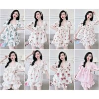 [BIG SIZE] [45-70kg] ]Đồ Bộ Freesize/ Pijama Đồ Ngủ Nữ Tay Ngắn Quần Đùi Đũi Xốp Dễ Thương