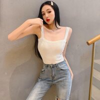 [BIG SIZE 58KG] ÁO THUN NỮ 2 DÂY ĐÍNH ĐÁ ULZZANG XINH XẮN - LÀM ĐẸP GIÁ SỈ TV129