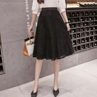 Big size chân váy ren dài - Đen,3xl