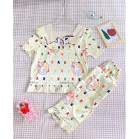 BIG SIZE Đồ bộ Pijama chất Lụa Latin tơ tằm cổ vuông phối ren tay ngắn quần dài