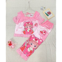 BIG SIZE Đồ bộ Pijama chất Lụa xước ánh kim cổ vuông tay voan phối bèo tay ngắn quần dài