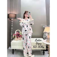 BIG SIZE Đồ bộ Pijama tiểu thư chất Lụa Latin tơ tằm tay dài quần dài phối ren