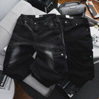 Big size - Quần jean dài đen túi hộp thời trang lưng thun co giãn bigsize 85-130kg