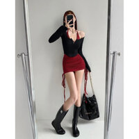 BIG SIZE SET KIỂU CÁ TÍNH ĐẦM YẾM RÚT VÀ ÁO TAY DÀI NÚT