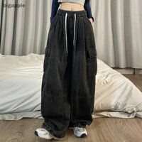 Bigapple Y2k Baggy Quần Jean Dành Cho Nữ & Nam Oversize Thùng Quần Denim Nữ Hip Hop Quần Có Túi Dạo Phố Quần Rộng Chân Hàng Hóa RDG