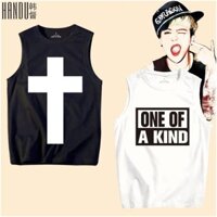 Bigbang GD Kwon Ji-Dragon Áo Vest Không Tay Nam Nữ Phong Cách Cặp Đôi Mặc Đen Trắng Áo Thun 3.3