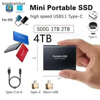 Bigdealshot 4TB / 2TB / 1TBGB Đĩa cứng di động Loại C USB3.1 SSD di động Ổ cứng thể rắn BBS