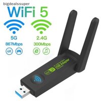 Bigdealssuper 1300mbps 2.4 + 5ghz Gigabit Băng tần kép Bluetooth Usb Wifi Adapter Thẻ mạng không dây Usb Wifi Adapter Pc Card mạng siêu