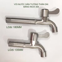 (Bigseller) Vòi nước lạnh bằng inox 304 gắn tường thân dài 135mm-180mm tùy chọn (DN15 lắp cho ống D21)