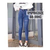 [Bigsize 32-36]Quần Jean Skinny Rách 1 Đùi. 2 Màu Xanh Nhạt-Xanh Đậm
