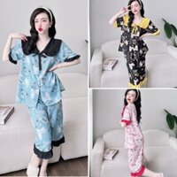 [Bigsize 40-100kg] Đồ Bộ Lửng Cổ Hai Lá Lụa Nhật Giá Rẻ Cho Nàng Múp Xinh