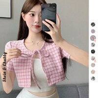 [Bigsize 45-75kg / Order] Áo khoác ngoài vải dạ tweed thắt nơ trước đáng yêu form ngắn