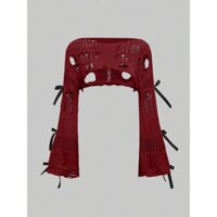 [Bigsize 45-85kg / Order] Áo thun lưới tay dài croptop cao len đan lỗ y2k đính nơ dọc cổ thuyền mùa hè đi biển