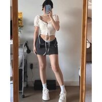 [Bigsize 55-100kg]set áo crotop bánh bèo và chân váy hach eo